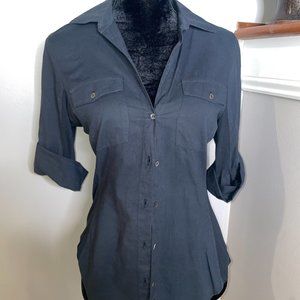 James Perse Contrast Ribbed Surplus Shirt